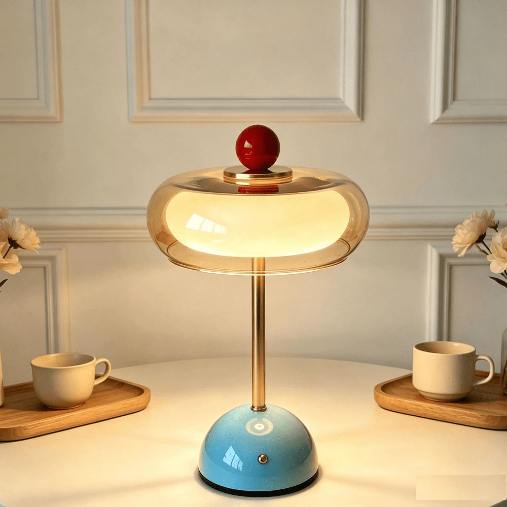 Cloud-Shaped USB Glass Table Lamp with Three-Color Lighting