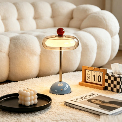 Cloud-Shaped USB Glass Table Lamp with Three-Color Lighting