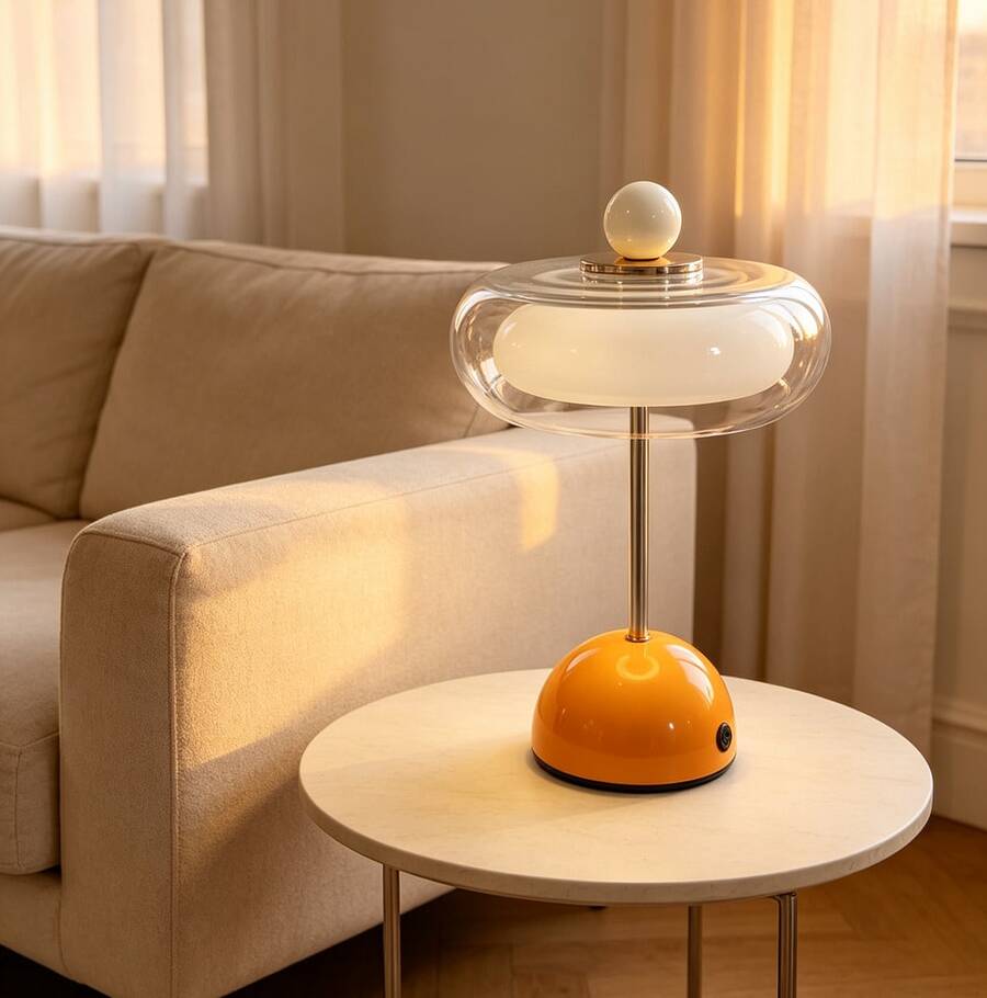 Cloud-Shaped USB Glass Table Lamp with Three-Color Lighting