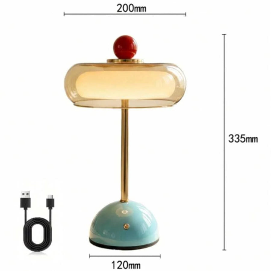 Cloud-Shaped USB Glass Table Lamp with Three-Color Lighting