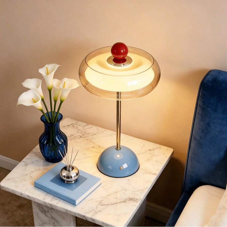 Cloud-Shaped USB Glass Table Lamp with Three-Color Lighting